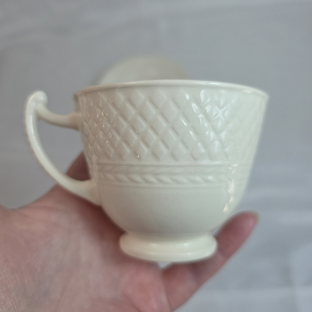 Spode Lady Anne Cup & Saucer Set Roses Center Sculptured Diamond Pattern Rim - Picture 6 of 14